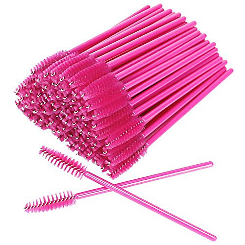 

akstore 100 pcs disposable eyelash brushes mascara wands eye lash eyebrow applicator cosmetic makeup brush tool kits (rose)