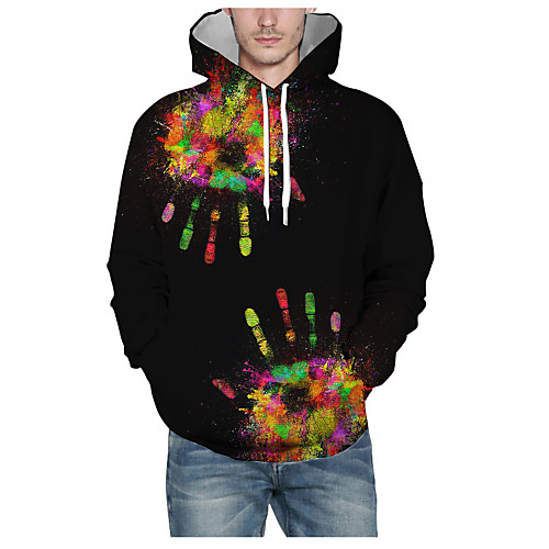 

Men's Daily Pullover Hoodie Sweatshirt 3D Graphic Hooded Basic Hoodies Sweatshirts Long Sleeve Black