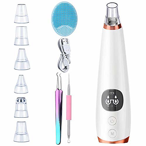 

blackhead removal vacuum machine electric suction facial skin blemish remover pore cleaner kit black head comedo acne extractor cleaning tool 4 hole probes needle tweezer device for free(upgrade red)