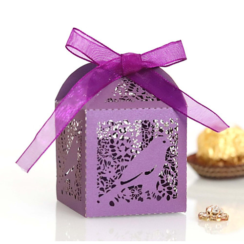 

Cubic Pearl Paper Favor Holder with Ribbons Favor Boxes - 50