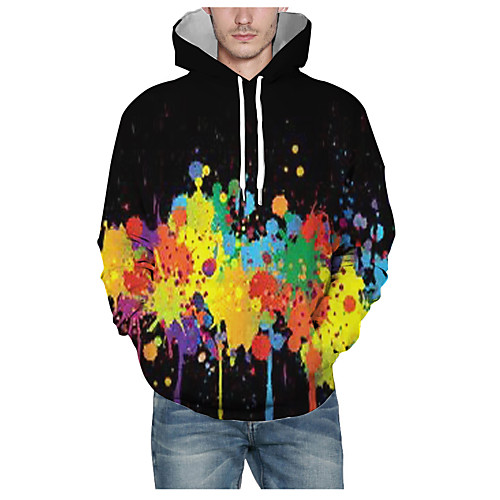 

Men's Daily Pullover Hoodie Sweatshirt 3D Graphic Hooded Basic Hoodies Sweatshirts Long Sleeve Black