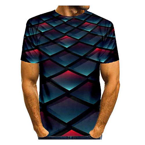 

Men's T shirt 3D Print Graphic Abstract Short Sleeve Daily Tops Basic Black
