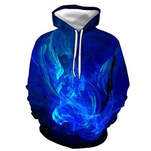 

Men's Pullover Hoodie Sweatshirt Graphic Hooded Daily Going out 3D Print Basic Casual Hoodies Sweatshirts Long Sleeve Blue
