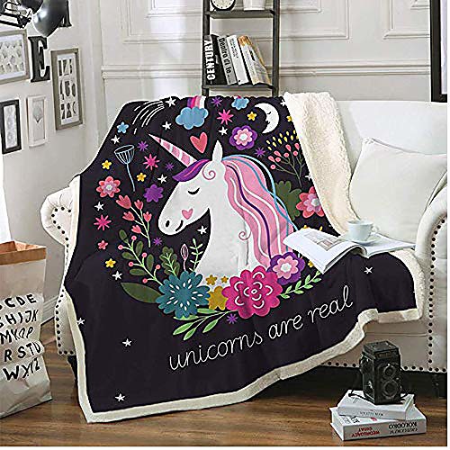 

cute sherpa throw blanket for girls, cartoon plush blanket with flowers little beast,soft worm fleece blanket kids adult for crib bed couch chair living room& #40;50x60,flowers & #41;