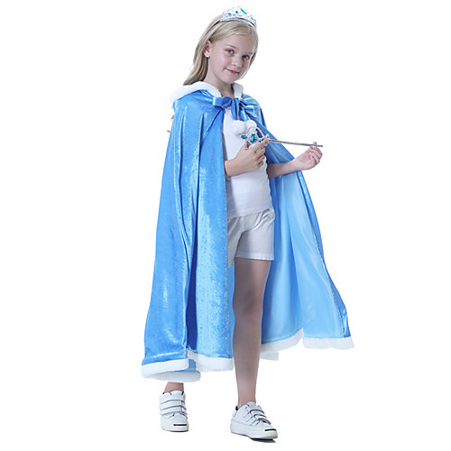 

Princess Elsa Cloak Masquerade Flower Girl Dress Girls' Movie Cosplay A-Line Slip Vacation Dress Blue Cloak Children's Day Masquerade Polyester