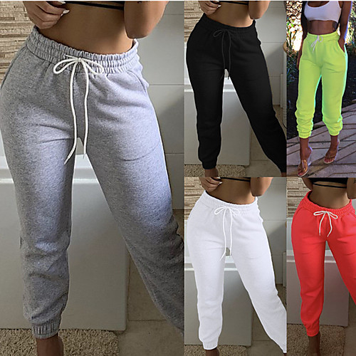 

Women's Sweatpants Joggers Jogger Pants Athletic Bottoms Pocket Drawstring Cotton Winter Fitness Gym Workout Performance Running Training Breathable Soft Sweat-wicking Normal Sport Solid Colored