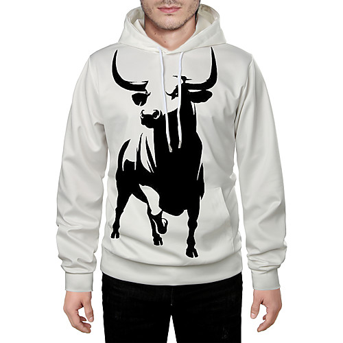 

Men's Pullover Hoodie Sweatshirt Graphic 3D Animal Daily 3D Print Basic Hoodies Sweatshirts White