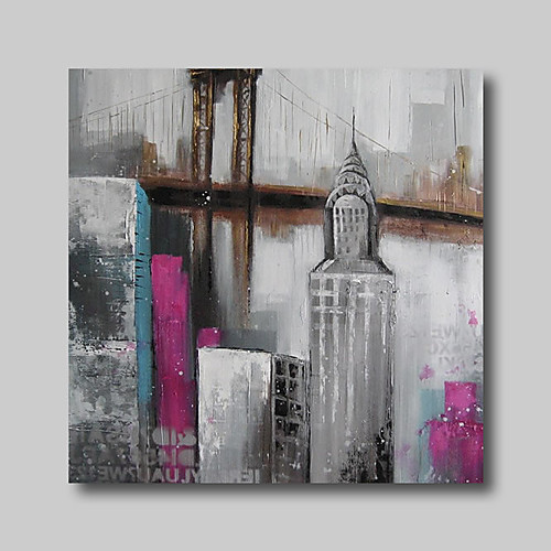 

Oil Painting Hand Painted Square Abstract Abstract Landscape Comtemporary Modern Stretched Canvas