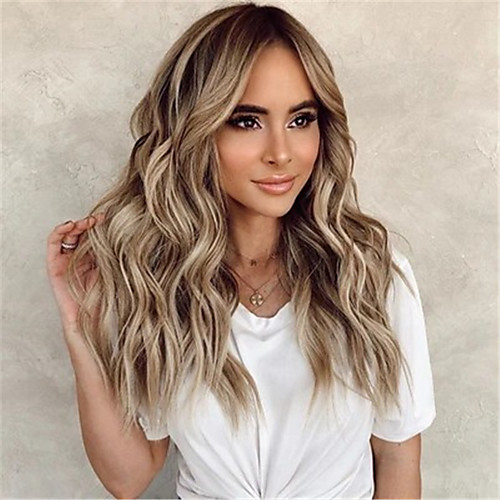 

Synthetic Wig Body Wave Middle Part Wig Long Very Long Light Brown Synthetic Hair 65 inch Women's Party Highlighted / Balayage Hair Middle Part Brown