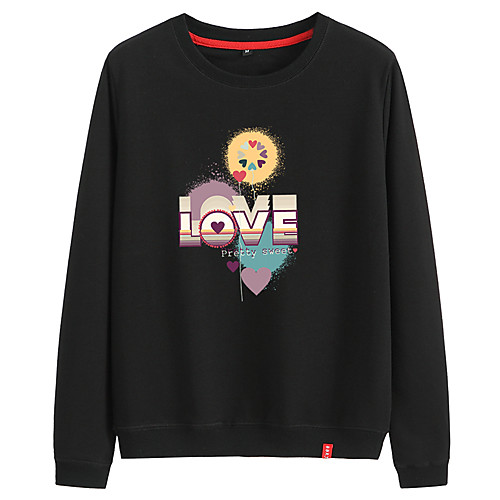 

Women's Sweatshirt Pullover Cartoon Crew Neck Cotton Color Block Letter Printed Sport Athleisure Sweatshirt Long Sleeve Warm Soft Comfortable Everyday Use Exercising General Use / Winter