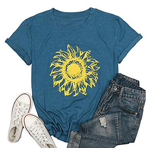 

sunflower shirt women flower graphic inspirational tees summer short sleeve casual tshirt faith shirt top & #40;l, dark gray-2& #41;