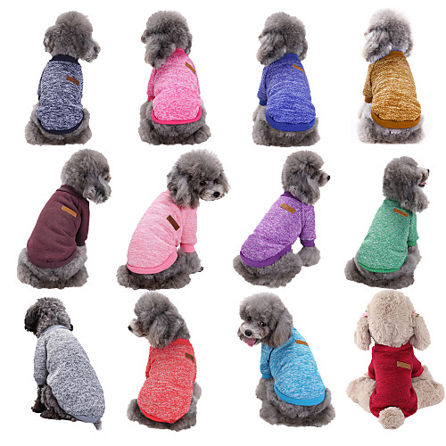 

Dog Cat Sweater Solid Colored Casual / Daily Simple Style Winter Dog Clothes Puppy Clothes Dog Outfits Bronze Purple Red Costume for Girl and Boy Dog Fabric Fleece XS S M L XL XXL