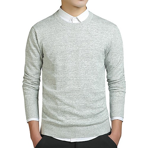 

Men's Knitted Solid Color Pullover Cotton Long Sleeve Sweater Cardigans Crew Neck Fall Winter Black Blue Khaki