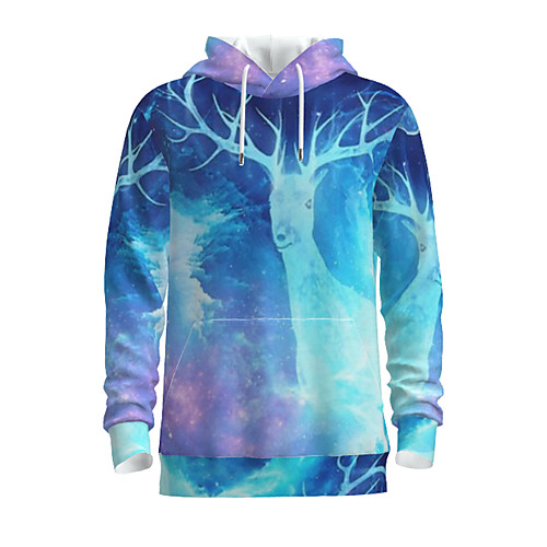 

Men's Pullover Hoodie Sweatshirt Graphic Animal Daily 3D Print Basic Hoodies Sweatshirts Blue