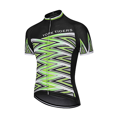 

YORK TIGERS Men's Women's Short Sleeve Cycling Jersey Downhill Jersey Silicone Elastane Green / Black Bike Jersey Top Mountain Bike MTB Road Bike Cycling Sports Clothing Apparel / Advanced / Expert