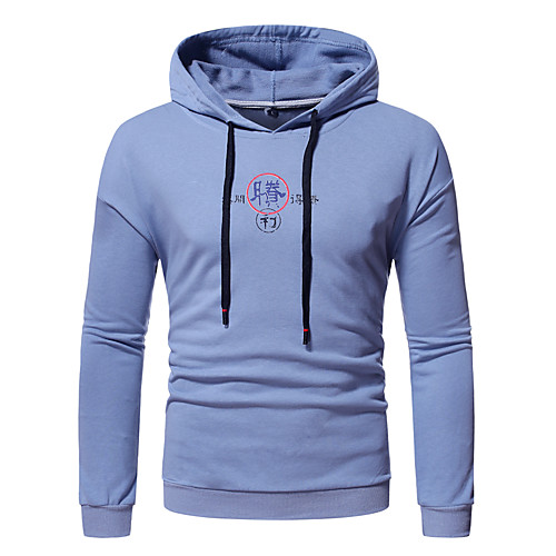 

Men's Pullover Hoodie Sweatshirt Print Daily Other Prints Basic Casual Hoodies Sweatshirts White Black Blue