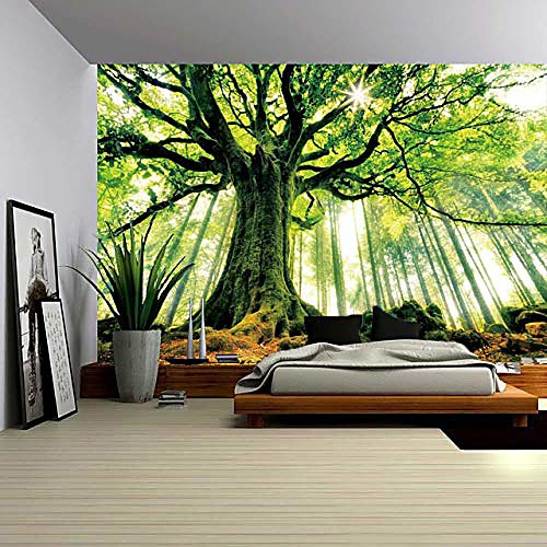 

nature forest thick tree wall tapestry large 3d print wall art hanging for bedroom living room dorm decor, w79 x t59,green and white