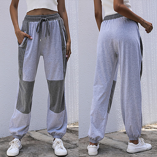 

Women's Sweatpants Jogger Pants Patchwork Color Block Drawstring Color Block Sport Athleisure Pants Warm Soft Comfortable Everyday Use Running Exercising General Use