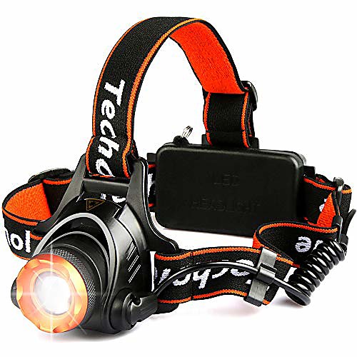 

headlamp flashlight, 2000 lumen zoomable and rechargeable led head lamp up to 500ft light beam with 3 modes adjustable strap, bright waterproof headlight headlamps for camping, hiking, running