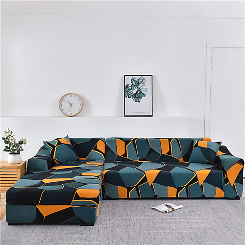 

Stretch Slipcover Sofa Cover Couch Cover Geometric Printed Sofa Cover Stretch Couch Cover Sofa Slipcovers for 1~4 Cushion Couch with One Free Pillow Case