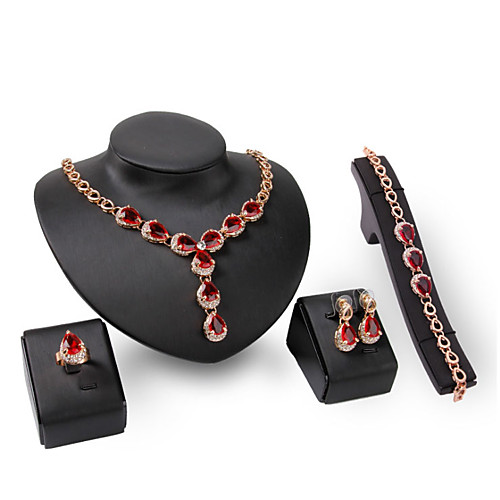 

Women's Clear Red Synthetic Diamond Bridal Jewelry Sets Simple Basic Elegant Earrings Jewelry Gold For Wedding Engagement 1 set