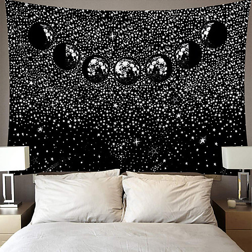 

Wall Tapestry Art Decor Blanket Curtain Picnic Tablecloth Hanging Home Bedroom Living Room Dorm Decoration Polyester Star Black Ball