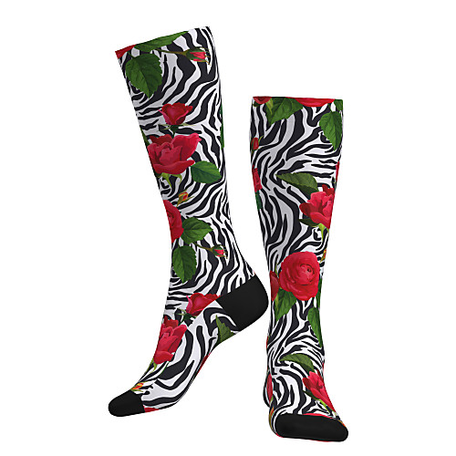 

Compression Socks Long Socks Over the Calf Socks Athletic Sports Socks Cycling Socks Men's Women's Bike / Cycling Breathable Soft Comfortable 1 Pair Floral Botanical Cotton Red M L / Stretchy