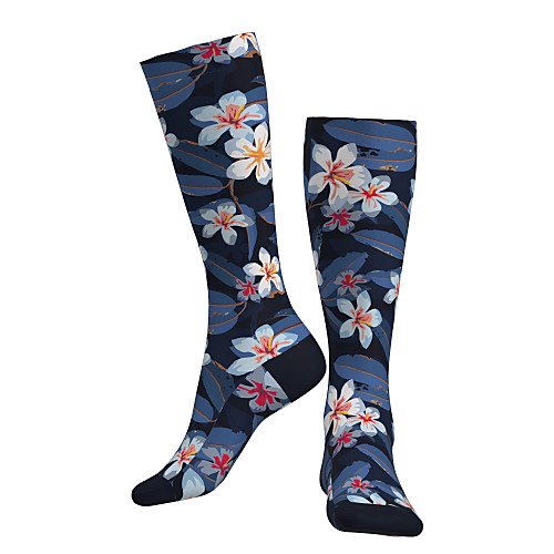 

Compression Socks Long Socks Over the Calf Socks Athletic Sports Socks Cycling Socks Men's Women's Bike / Cycling Breathable Soft Comfortable 1 Pair Floral Botanical Cotton Black M L / Stretchy