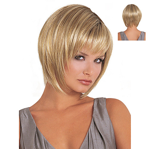

Fashion Wig Women Oblique Bangs Short Hair Slightly Curled Fluffy Golden Synthetic Hair Wigs