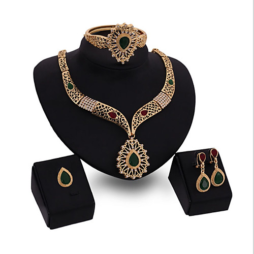 

Women's Green Red Synthetic Diamond Bridal Jewelry Sets Heart Simple Basic Elegant Earrings Jewelry Gold For Wedding Engagement 1 set