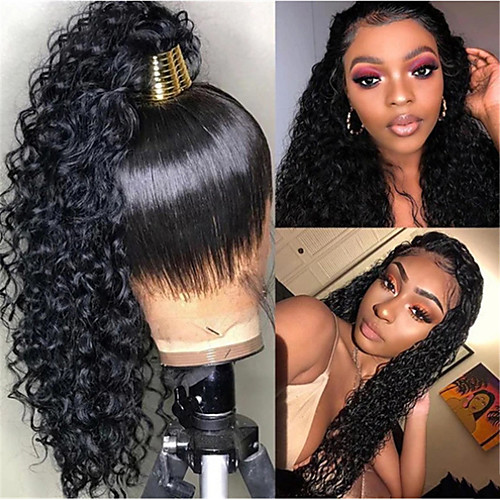 

Synthetic Wig Afro Jerry Curl Middle Part Wig Very Long Black Synthetic Hair 26 inch Women's Classic Exquisite Fluffy Black