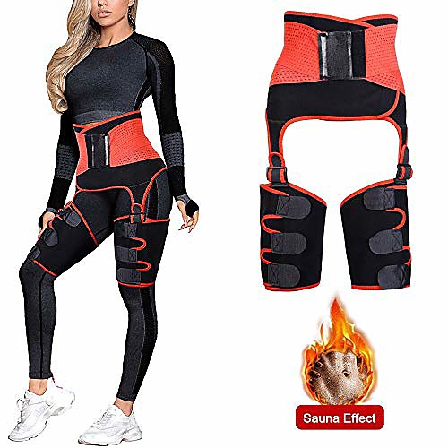 

2 in 1 ultra sweat belt.waist trainer trimmer for women weight loss thigh waist butt lifter shapewear belt-workout body sweat band red