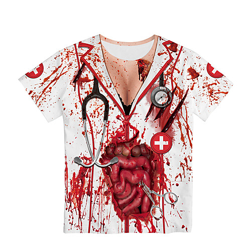 

Women's Halloween T-shirt Abstract Round Neck Tops Basic Halloween Basic Top Red