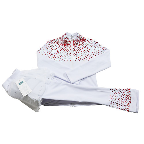 

Figure Skating Jacket with Pants Women's Girls' Ice Skating Pants / Trousers Top White Purple Pink Glitter Spandex Stretchy Training Skating Wear Crystal / Rhinestone Long Sleeve Ice Skating Winter