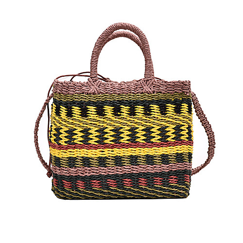 

Women's Bags Top Handle Bag Straw Bag Bohemian Style Outdoor Handbags Rainbow