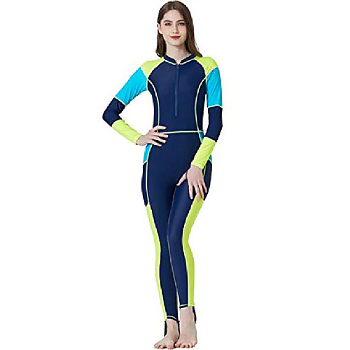 

Women's Rash Guard Dive Skin Suit UV Sun Protection Quick Dry Spandex Lycra Swimwear Beach Wear Diving Suit Patchwork Front Zip Swimming Diving Surfing