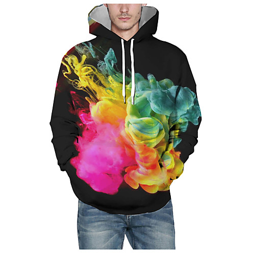 

Men's Daily Pullover Hoodie Sweatshirt 3D Graphic Hooded Basic Hoodies Sweatshirts Long Sleeve Black
