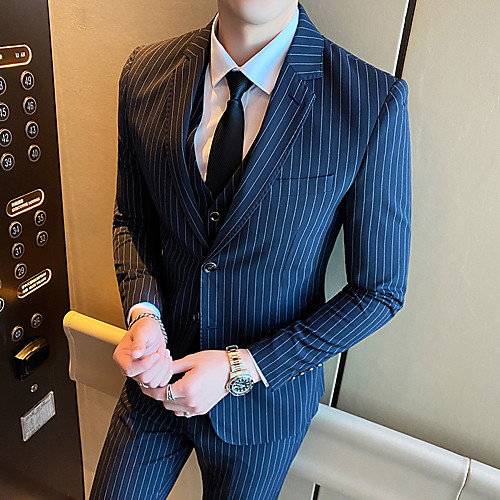 

Tuxedos Tailored Fit Notch Single Breasted Two-buttons Polyester Striped