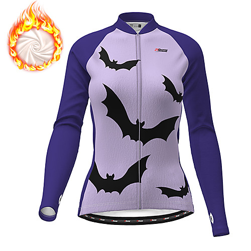 

21Grams Women's Long Sleeve Cycling Jacket Winter Fleece Polyester Purple Fuchsia Novelty Animal Bike Jacket Top Mountain Bike MTB Road Bike Cycling Thermal Warm Fleece Lining Breathable Sports