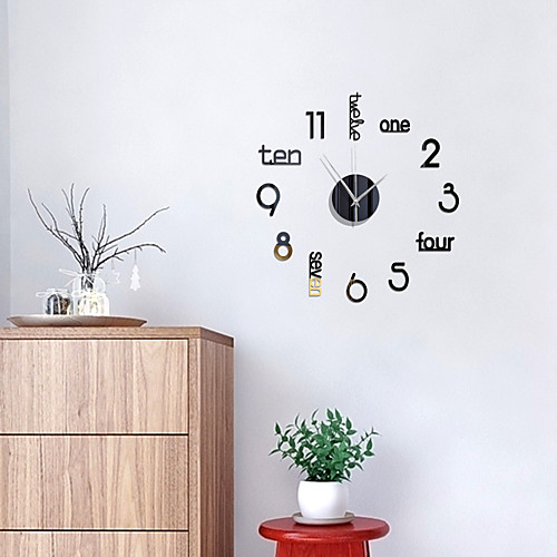 

3D DIY Wall Clock Frameless Mirror Wall Sticker Home Decor for Living Room Bedroom 45cm45cm