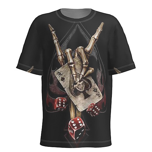 

Men's Graphic Skull T-shirt Short Sleeve Halloween Tops Basic Round Neck Black