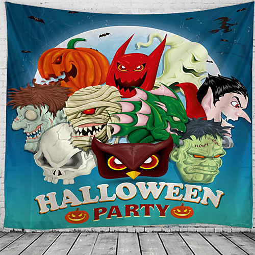 

Halloween Party Party Wall Tapestry Art Decor Blanket Curtain Picnic Tablecloth Hanging Home Bedroom Living Room Dorm Decoration Pychedelic kull keleton Pumpkin Zombie Bat Witch Haunted cary Polyeter