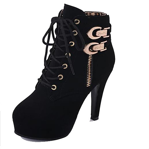 

Women's Boots Lace up Bootie Block Heel Round Toe Booties Ankle Boots Vintage Party & Evening Suede Buckle Lace-up Solid Colored Black Brown / Booties / Ankle Boots