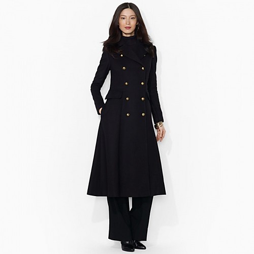 

Women's Solid Colored Basic Fall & Winter Coat Long Daily Long Sleeve Wool Coat Tops Black