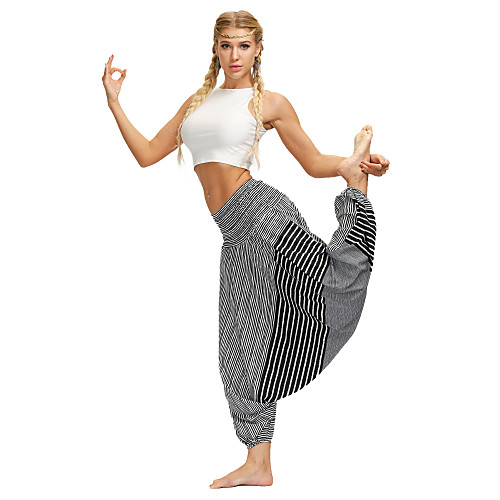 

Women's Yoga Pants Harem Bloomers Breathable Quick Dry Stripes Bohemian Black Yoga Fitness Gym Workout Sports Activewear / Casual / Athleisure