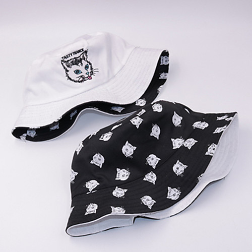 

Men's Women's Sun Hat Hiking Hat Bucket Hat 1 PCS Summer Outdoor Portable Breathable Quick Dry Ultraviolet Resistant Hat Printing Cotton Black / White for Fishing Climbing Beach
