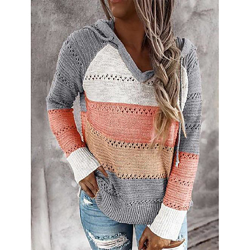 

hollow out knitted lightweight casual long sleeve hoodie(buy 2 free shipping) - orangehot / xl (us 16)