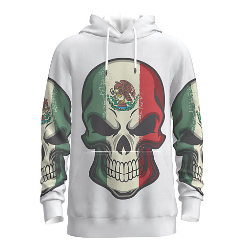 

Men's Pullover Hoodie Sweatshirt Graphic Skull Animal Halloween Weekend 3D Print Casual Halloween Hoodies Sweatshirts White