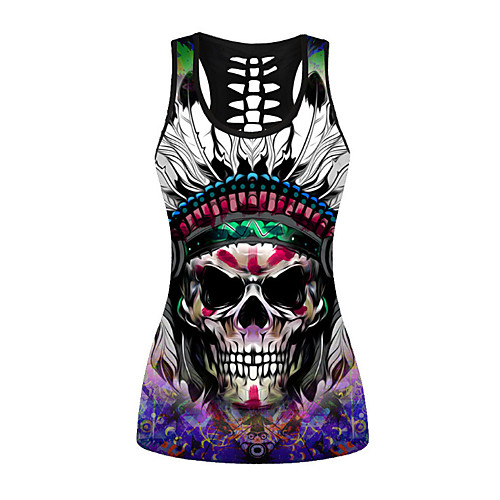 

womens skull shirts cut out workout yoga running tank tops sleeveless casual shirts tops & #40;s/m, eagle 070& #41;