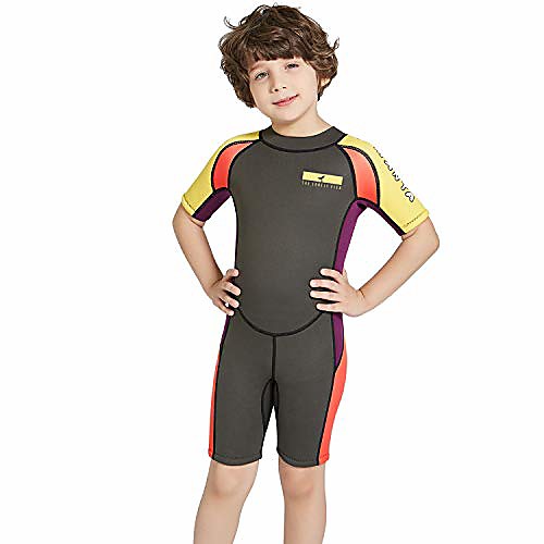 

kids wetsuit full thermal suit, grils neoprene one piece fishing suits, 2mm long sleeve swimsuit for children scuba diving, surfing, paddling, swimming, pink, s size